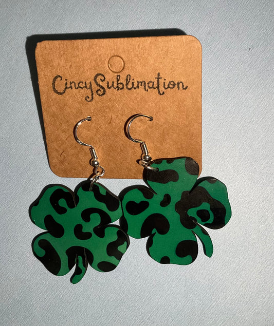 St. Patrick’s Day Leopard Shamrock Earrings