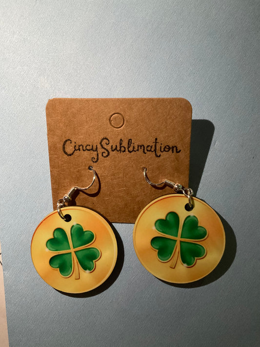 St. Patrick’s Day Gold Four Leaf Clover Earrings