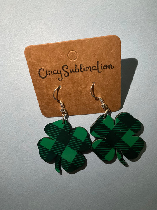 St. Patrick’s Day Plaid Shamrock Earrings